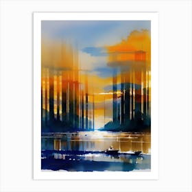 Skyscrapers At Sunset Art Print