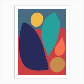 Modern Contemporary Abstract Shapes in Bold Red and Blue Art Print