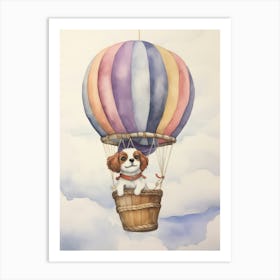 Baby Dog 2 In A Hot Air Balloon Art Print