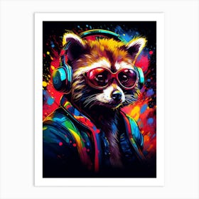 A Dj Raccoon Vibrant Paint Splashot 3 Art Print