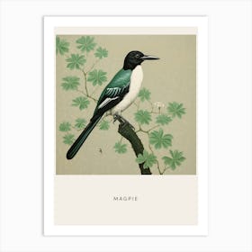 Ohara Koson Inspired Bird Painting Magpie 1 Poster Art Print