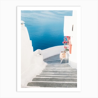 White And Blue In Santorini Art Print