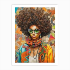 Afro Fashionista Pencil Drawing 3 Art Print