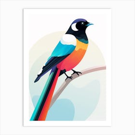 Colourful Geometric Bird Magpie 4 Art Print