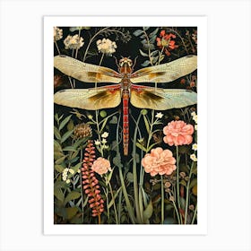 Dragonfly Inspired By William Morris Art Print