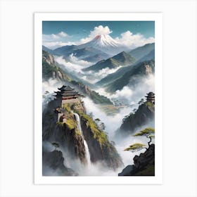 Chinese Mountain Landscape Painting (7) Art Print