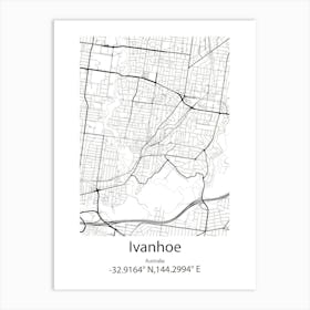 Ivanhoe,Australia Minimalist Map Art Print