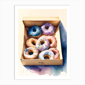 A Box Of Donuts Cute Neon 3 Art Print