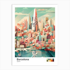 Barcelona, Spain, Geometric Illustration 4 Poster Art Print