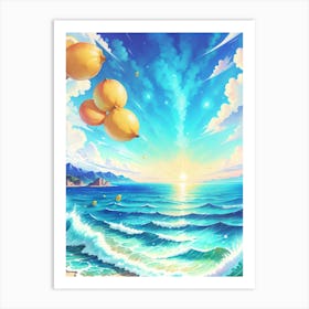 Lemons Over The Water Art Print