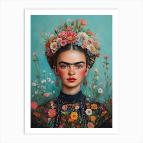 Frida Bunte Blumen Kunst Art Print