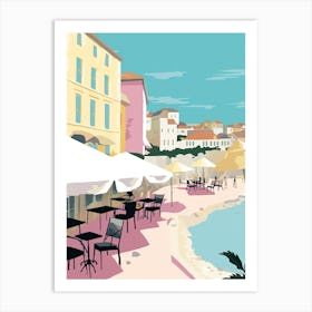 Biarritz, France, Flat Pastels Tones Illustration 1 Art Print