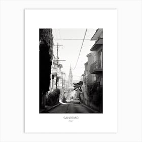 Poster Of Sanremo, Italy, Black And White Photo 1 Art Print