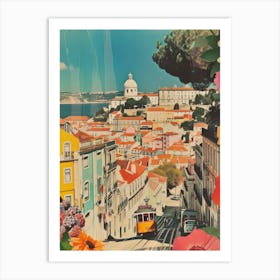 Lisbon   Retro Collage Style 1 Art Print