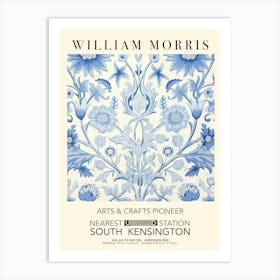 William Morris Print Exhibition Poster Blue Strawberry Thief Art Print