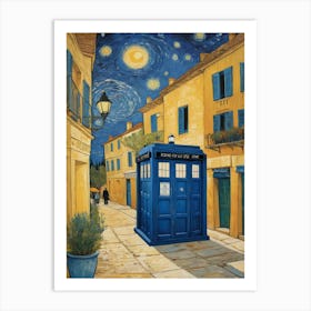 Tardis On The Terrace At Arles - Van Gogh inspired Art Print Art Print