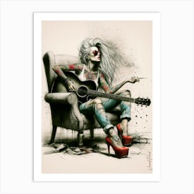 Rockabilly Vibe Female With Red Heels Sketch Art Print