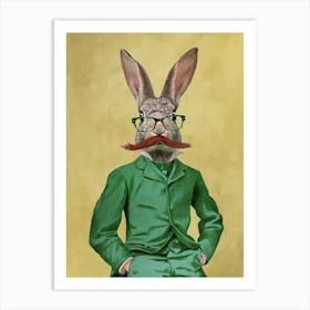 Rabbit With Moustache Art Print