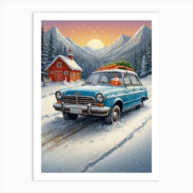 Santa'S Car Art Print