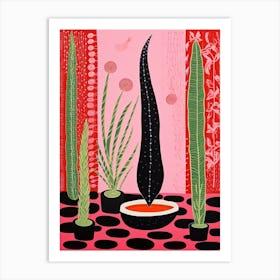 Pink And Red Plant Illustration Snake Plant 1 Art Print