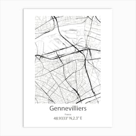 Gennevilliers,France Minimalist Map Art Print