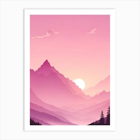 Misty Mountains Vertical Background In Pink Tone 70 Art Print