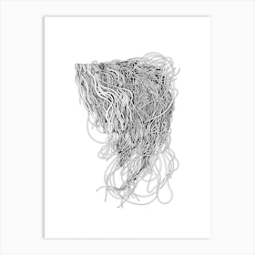 Waterfall Linear Drawing Art Print