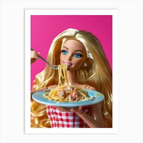 Barbie Eating Spaghetti Art Print