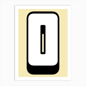 Black And White Icon Of A Phone Art Print