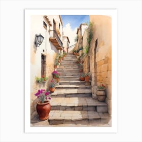 Watercolor Of Stairs Art Print