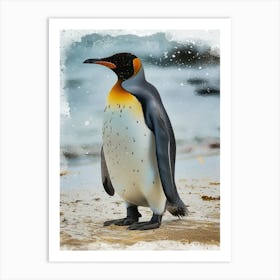 King Penguin Floreana Island Colour Block Painting 4 Art Print