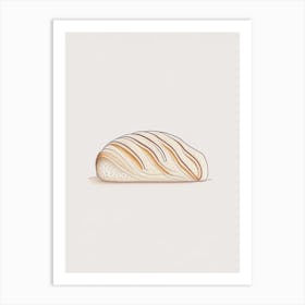 Currant Bread Bakery Product Minimalist Line Drawing Art Print