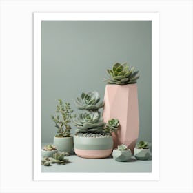 Succulents In Pink Pots Art Print