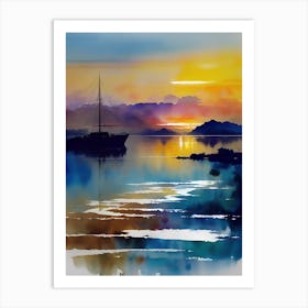 Sunset Sailboat Art Print