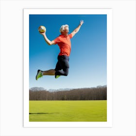 Senior Man Jumping In The Air Art Print