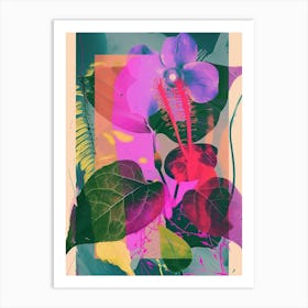 Impatiens 3 Neon Flower Collage Art Print