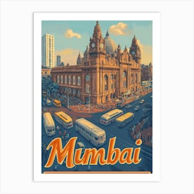 Aihrgdesign A Retro Travel Poster For Mumbai 2 Art Print