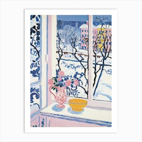 The Windowsill Of Stockholm   Sweden Snow Inspired By Matisse 1 Art Print