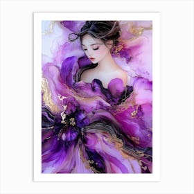 Asian Girl In Purple Dress Art Print