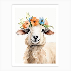 Baby Blacknose Sheep Flower Crown Bowties Animal Nursery Wall Art Print (6) Art Print