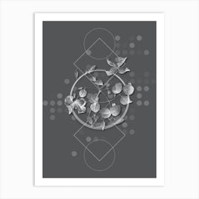 Vintage Virgin's Bower Botanical with Line Motif and Dot Pattern in Ghost Gray n.0411 Art Print