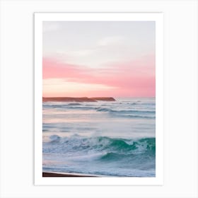 Crantock Beach, Cornwall Pink Photography 1 Art Print