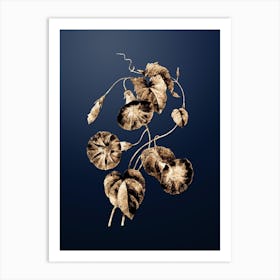 Gold Botanical Morning Glory on Midnight Navy n.0848 Art Print
