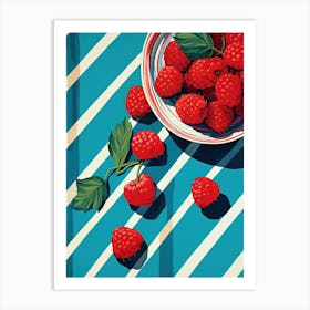 Raspberries Fruit Summer Illustration 1 Art Print