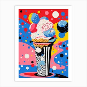 Pop Art Ice Cream Sunday Polka Dots 2 Art Print