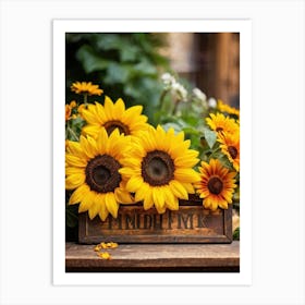 Sunflowers In A Wooden Box Art Print