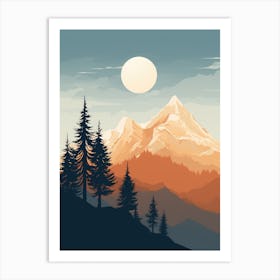 Landscape With Mountains And Trees Art Print