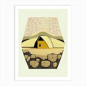 Beehive In A Field 2 Vintage Art Print