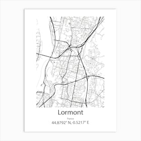 Lormont,France Minimalist Map Art Print