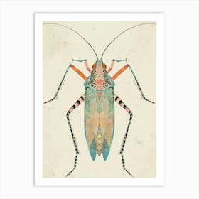 Colourful Insect Illustration Katydid 13 Art Print
